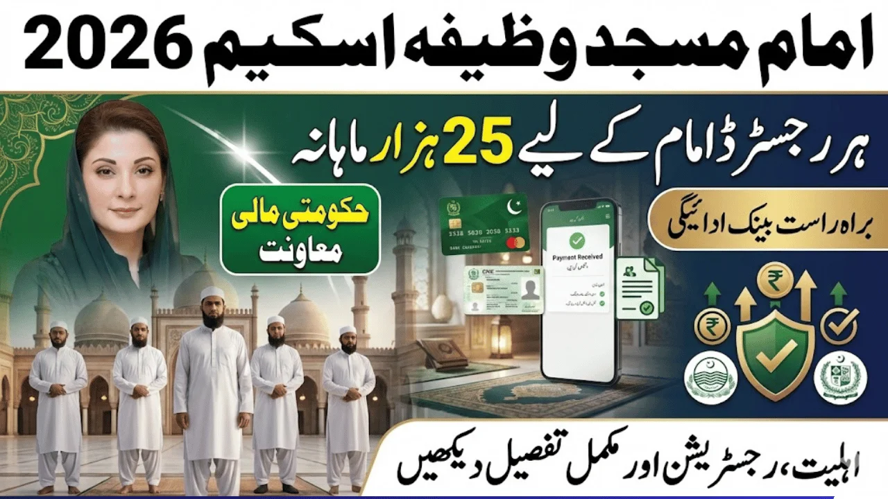 Punjab Government Launches Imam Masjid Wazifa Initiative 2026 – Rs 25,000 Monthly Stipend